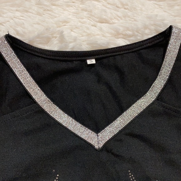 Biker rhinestone cold shoulder top 🖤 - Picture 3 of 3